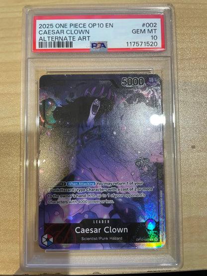 One Piece TCG - Caesar Clown OP10-002 Alternate Art PSA 10