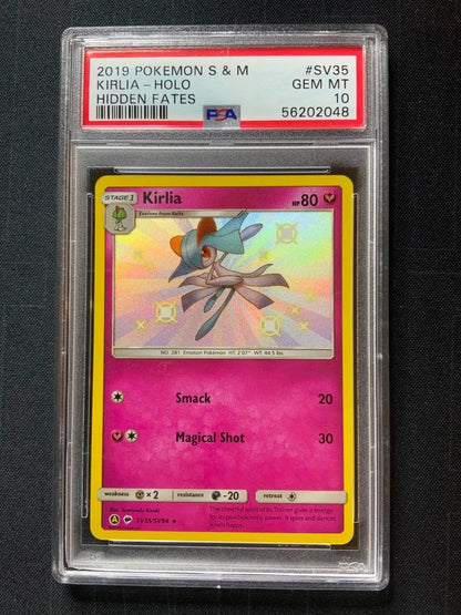 Pokemon 2019 Pokemon S & M Kirlia - Holo Hidden Fates #SV35 PSA 10 GEM MT
