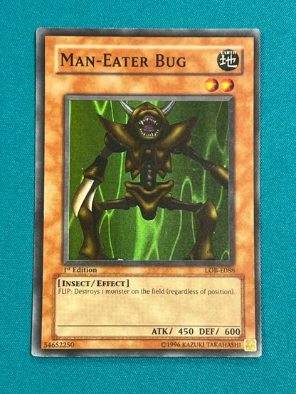 Yugioh Man Eater Bug 1st Edition LOB-E088 Super Rare EURO
