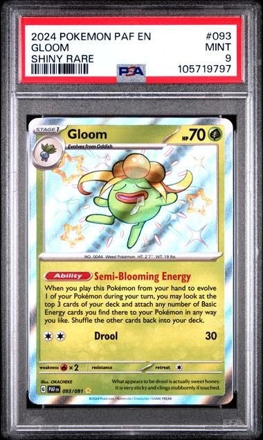 Pokemon Gloom 093/091 Paldean Fates Shiny Holo PSA 9