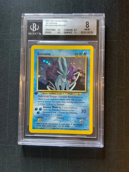 Pokemon 2001 Neo Revelation 1st Edition #14 Suicune Holo R BGS 8 NM-MT