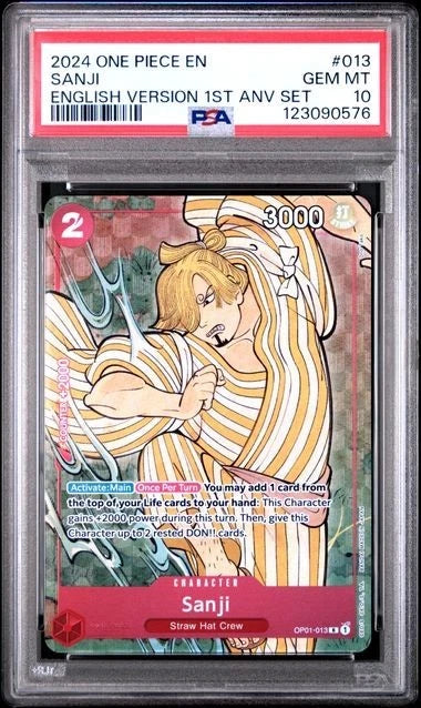 One Piece TCG - Sanji OP01-013 1st Anniversary English PSA 10