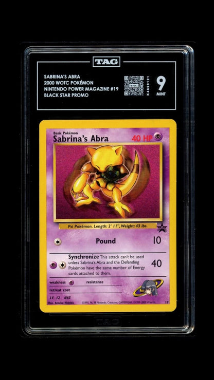 Pokemon Sabrina’s Abra 2000 WOTC Nintendo Power Magazine #19 Black Star TAG 9