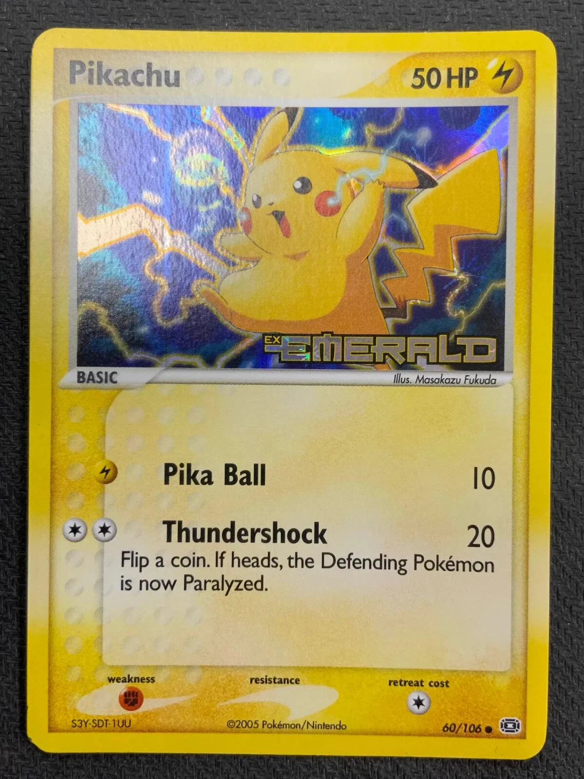 Pokemon Pikachu 60/106 - Emerald Reverse Foil Line Error VLP