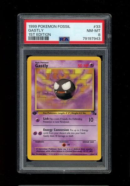 Pokemon Gastly 33 1st Edition PSA 8