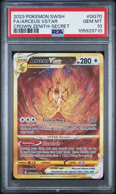 Pokemon Arceus Vstar Crown Zenith GG70/GG70 Gold Secret Rare PSA 10