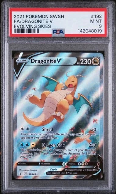 Pokemon - Dragonite V 192/203 Evolving Skies Alt Art PSA 9