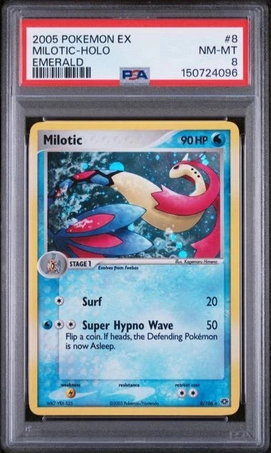 Pokemon 2005 Pokemon EX Milotic Holo Emerald #8 PSA 8