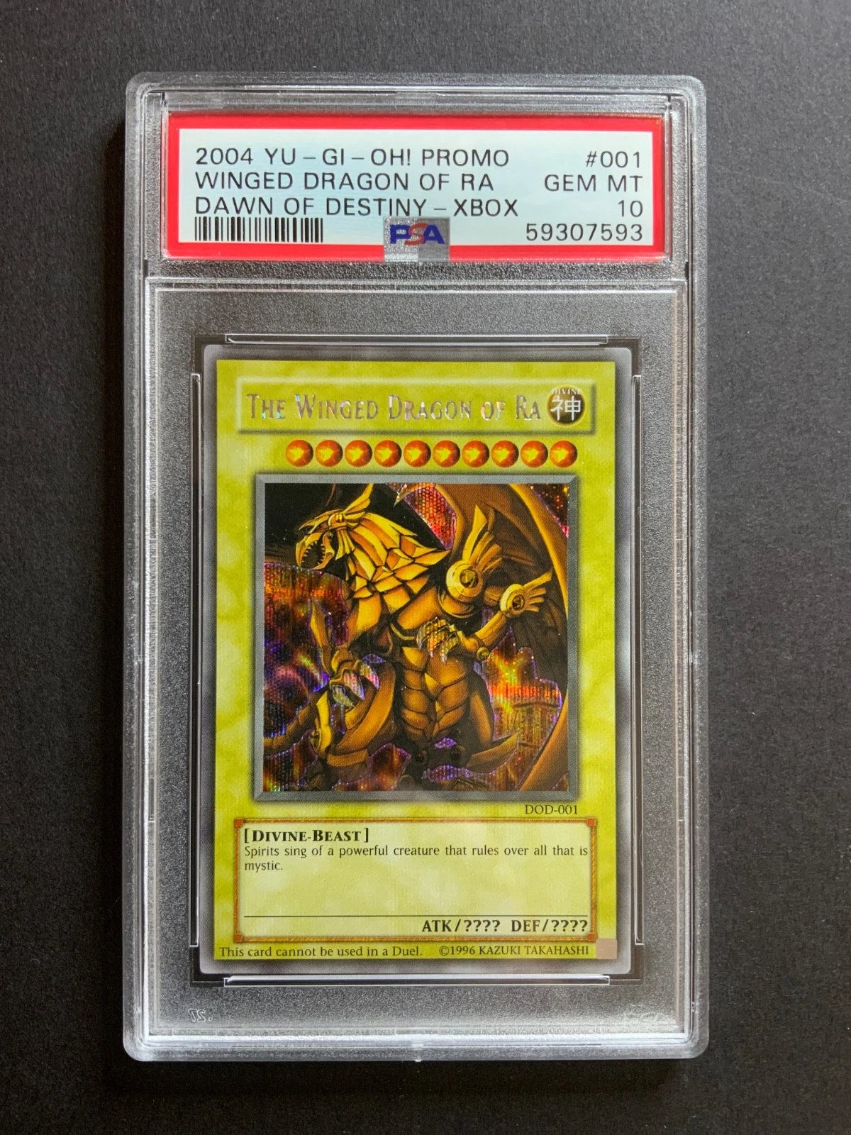 Yugioh Promo Winged Dragon of Ra Dawn of Destiny XBOX #001 PSA 10