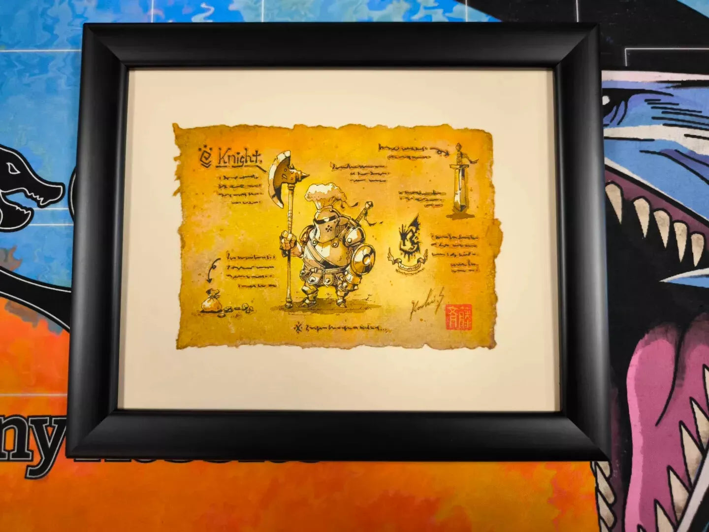 POKEMON Kouki Saitou Knight Illustration Original Art Framed w/ Museum Glass