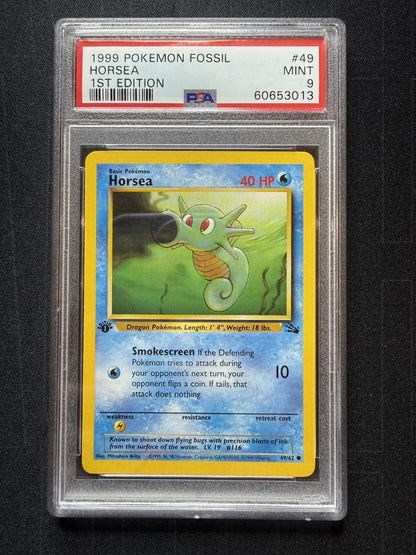 Pokemon 1999 Pokémon Fossil Horsea #49 1st Edition PSA 9 Mint