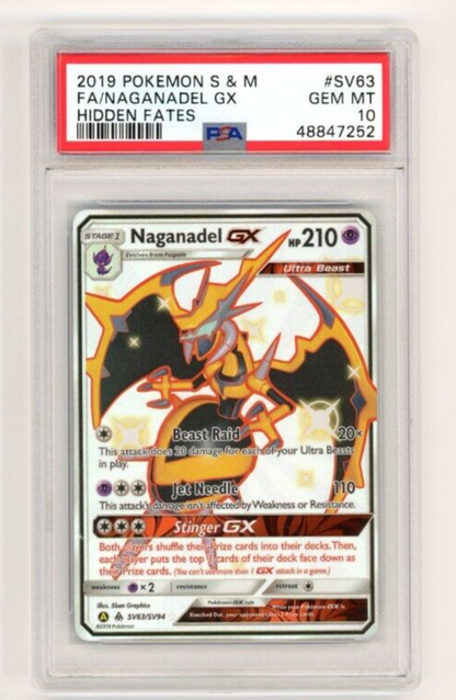 Pokemon Naganadel GX Shiny Rare SV63/SV94 Hidden Fates PSA 10