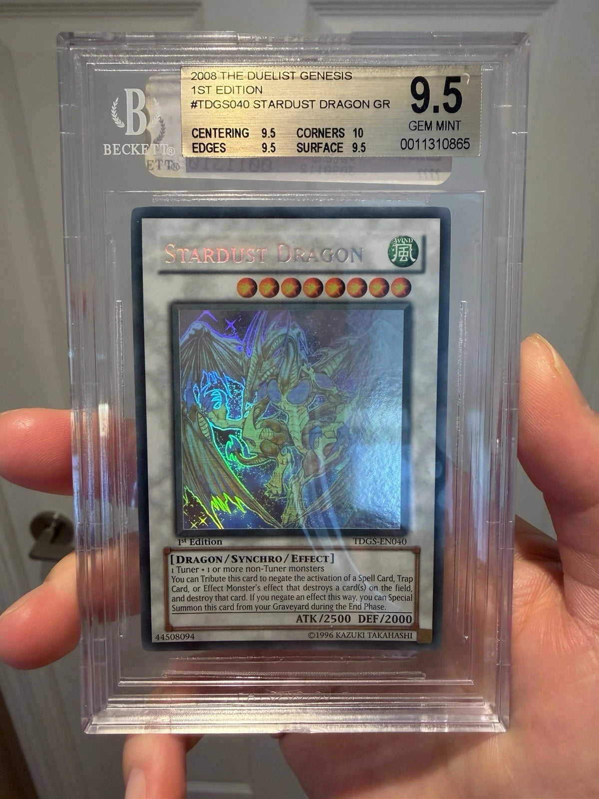Yugioh Stardust Dragon TDGS 1st Edition Ghost Rare BGS 9.5 Q+ GEM MINT