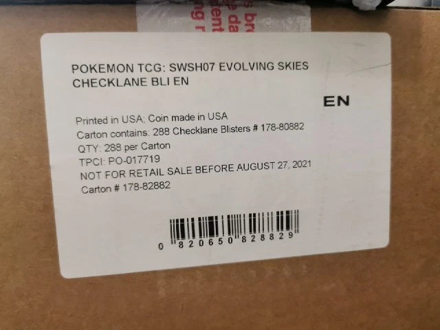 Pokemon Evolving Skies Checklane Blister Case (288 packs) 1st Print SEALED