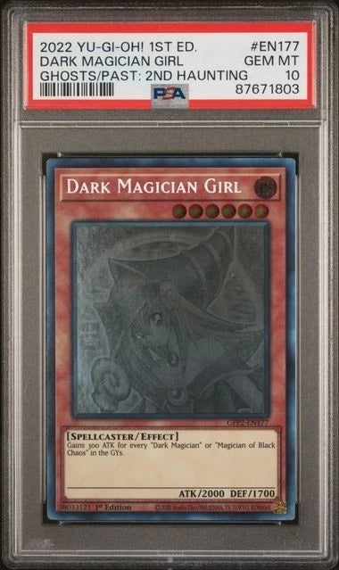 Yugioh - Dark Magician Girl Ghost Rare PSA 10 GFP2-EN177 1st Ed.