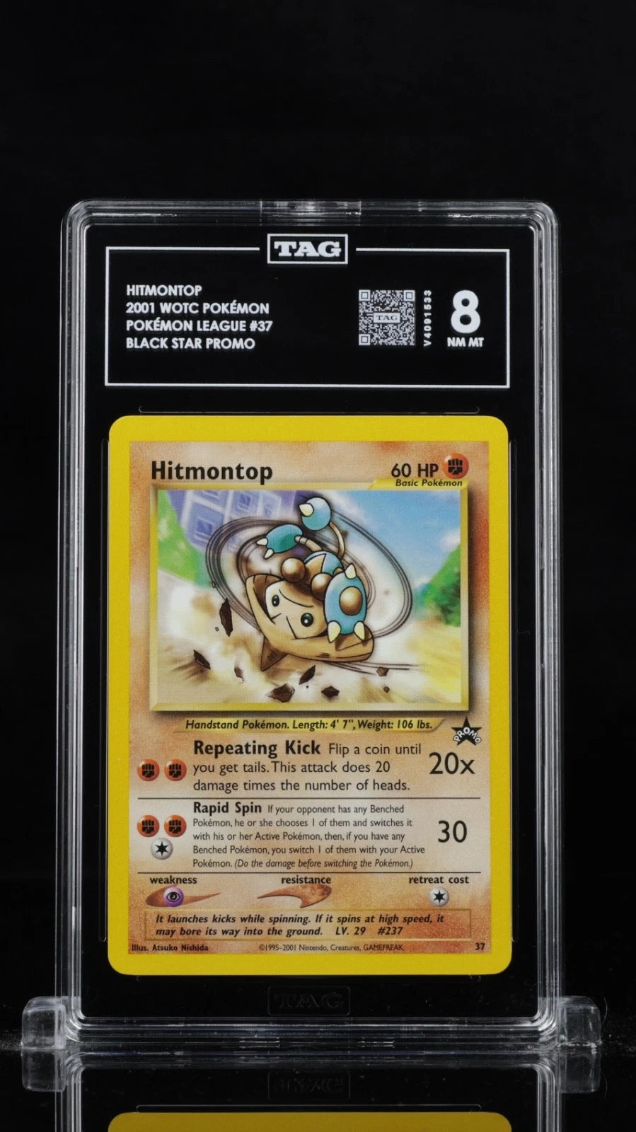 Pokemon Hitmontop 2001 WOTC Pokemon League #37 Black Star Promo TAG 8