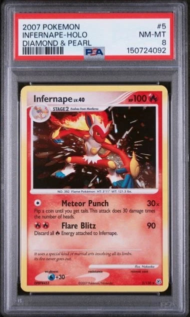 Pokemon 2007 Pokémon Infernape Holo Diamond & Pearl #5 PSA 8