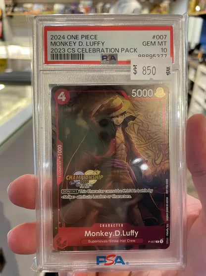 One Piece TCG - Monkey D. Luffy 2023 CS Celebration Pack P-007 PSA 10