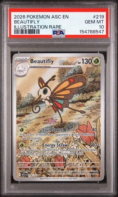 Pokemon Ascended Heroes Beautifly Illustration Rare #219 PSA 10
