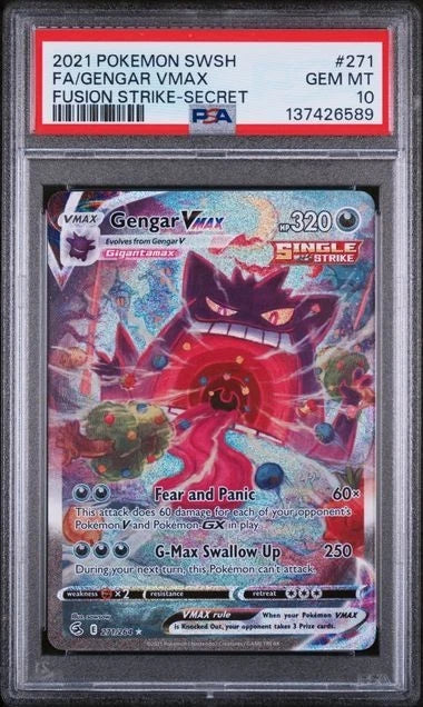 Pokemon Gengar VMAX Fusion Strike 271 PSA 10 GEM MINT