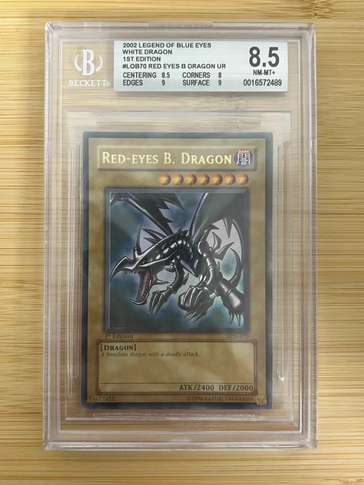 Yugioh Red-Eyes B. Dragon LOB-070 1st Edition Ultra Rare BGS 8.5