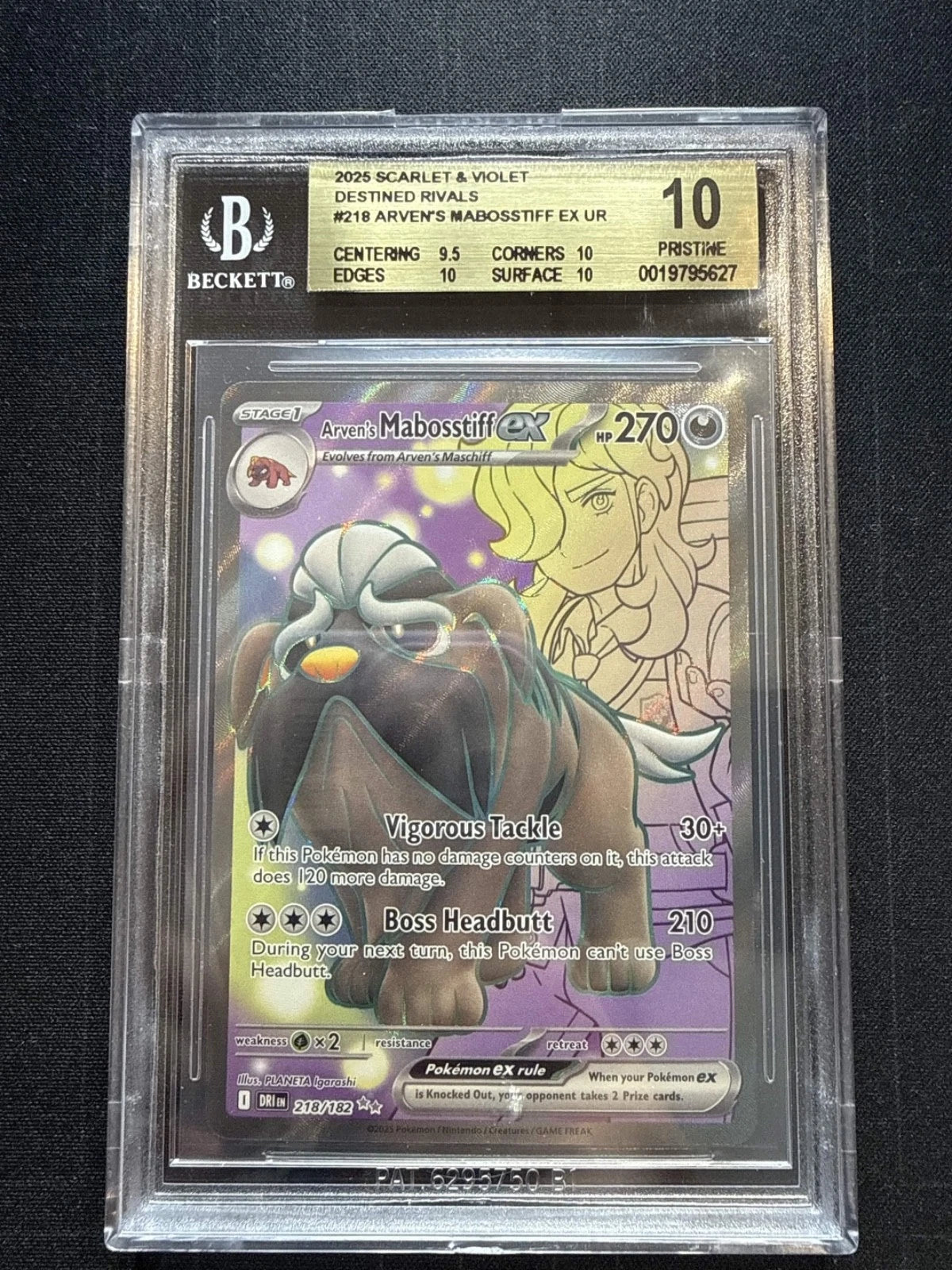 Pokemon 2025 Scarlet & Violet Destined Rivals Arven’s Mabosstiff EX UR BGS 10