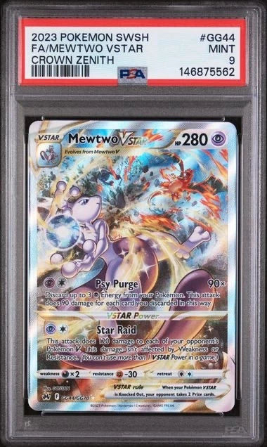 Pokemon 2023 SWSH FA/ Mewtwo VSTAR Crown Zenith #GG44 PSA 9