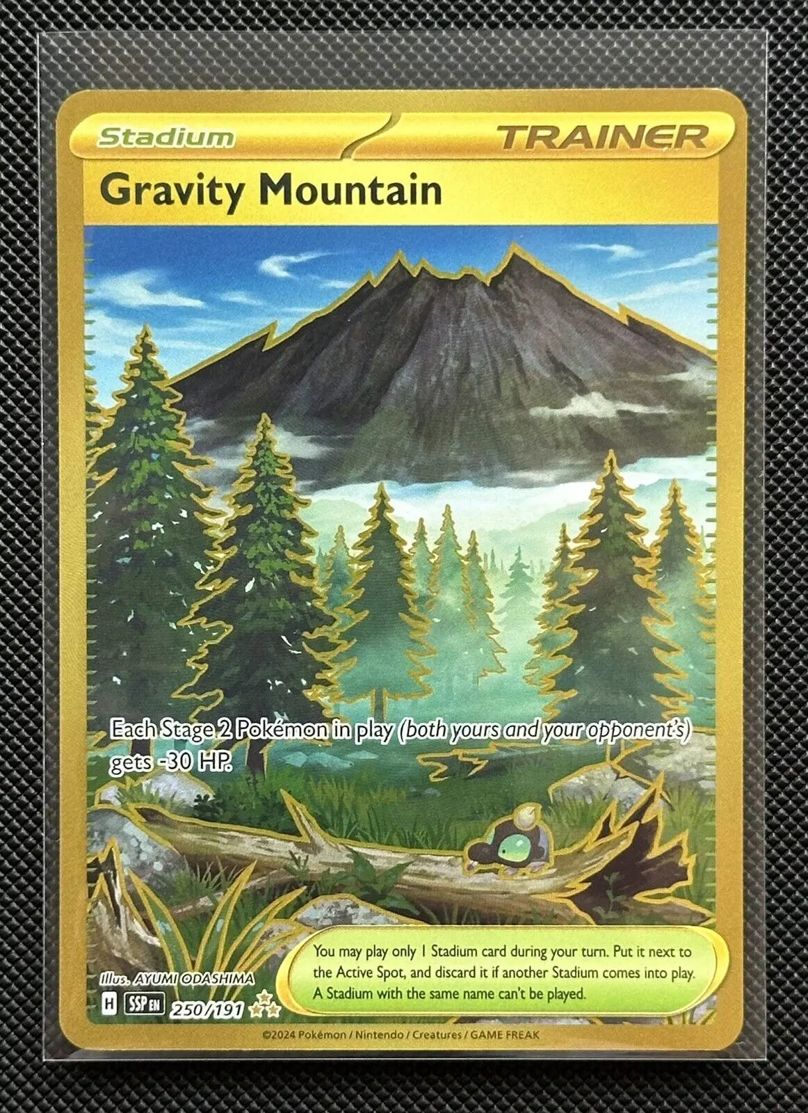 Pokemon Gravity Mountain Surging Sparks 250/191 Gold Secret Rare