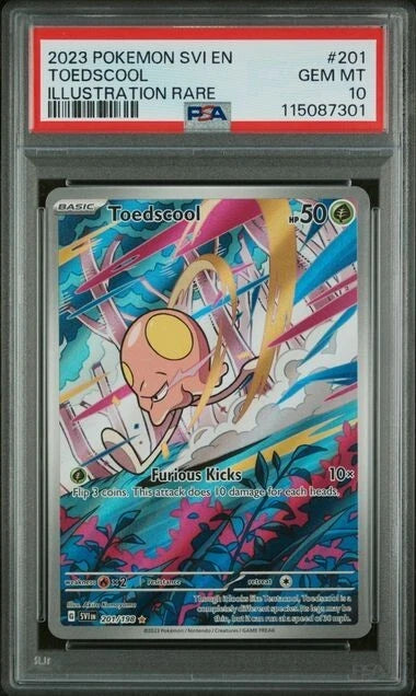 Pokemon Toedscool Scarlet & Violet Base 201/198 Illustration Rare PSA 10
