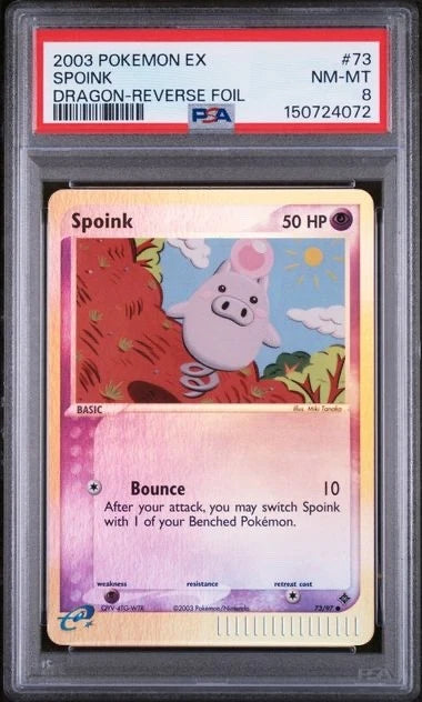 Pokemon 2003 Pokemon EX Spoink Dragon Reverse Foil #73 PSA 8