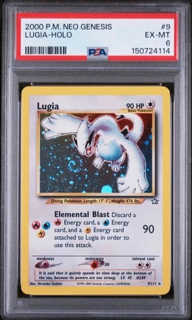 Pokemon 2000 P. M. Neo Genesis Lugia - Holo #9 PSA 6 (Perfect Swirl)