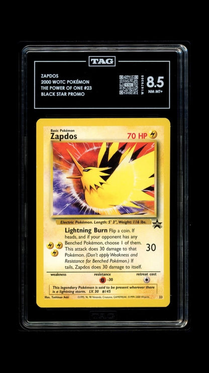 Pokemon Zapdos WOTC The Power of One #23 Black Star Promo TAG 8.5