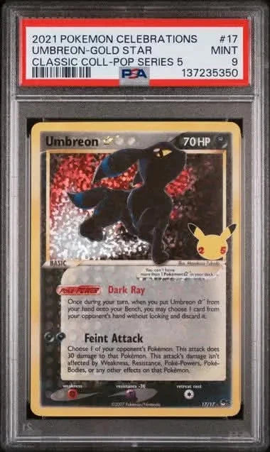 Pokemon 2021 Celebrations Umbreon-Gold Star Classic COLL-POP S. 5 #17 PSA 9 MINT