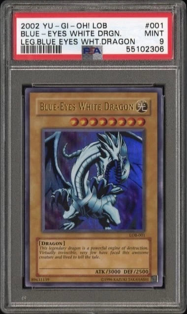 Yugioh 2002 Blue Eyes White DRGN. LEG. Blue Eyes WHT. Dragon #001 PSA 9