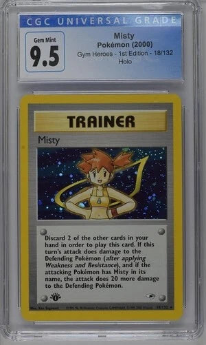Pokemon Misty #18/132 Holo - 1st edition - Gym Heroes CGC 9.5
