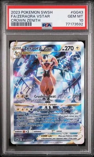 Pokemon 2023 Pokemon SWSH FA/Zeraora Vstar Crown Zenith #GG43 PSA 10 GEM MT