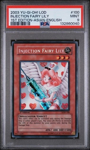 Yugioh Injection Fairy Lily Asian English LOD-100 1st Edition Secret Rare PSA 9