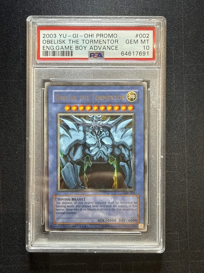 Yugioh Promo Obelisk The Tormentor Game Boy Advance SCR #002 PSA 9