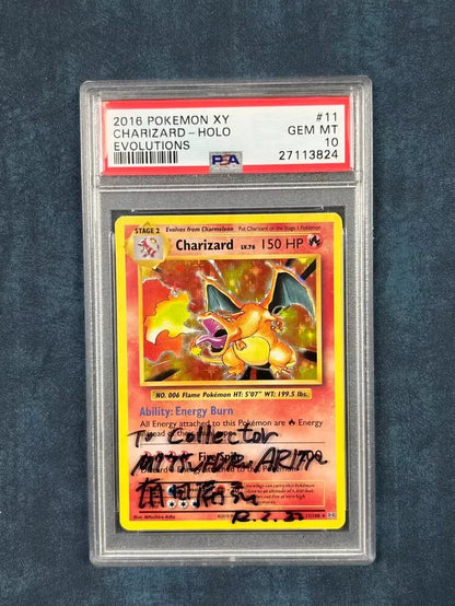 Pokemon Charizard #11 Holo 2016 XY Evolutions PSA 10 w/ Mitsuhiro Arita Sig