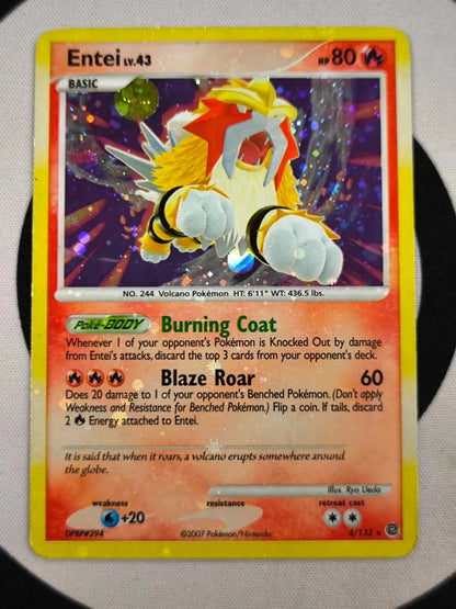 Pokemon - Entei 4/132 - Secret Wonders Holofoil Heavily Played Holo Bleed