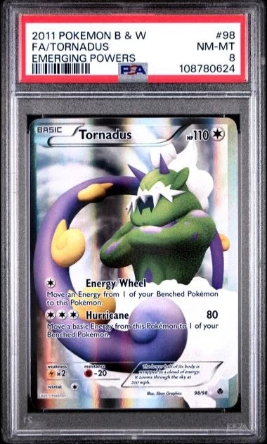 Pokemon 2011 Pokemon B & W FA/ Tornadus Emerging Powers #98 PSA 8