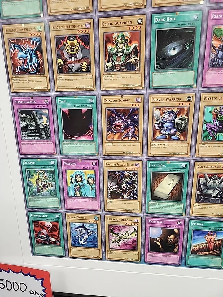 Yugioh SDY Starter Deck Yugi 1st Edition MISPRINT Uncut Sheet Glass Framed