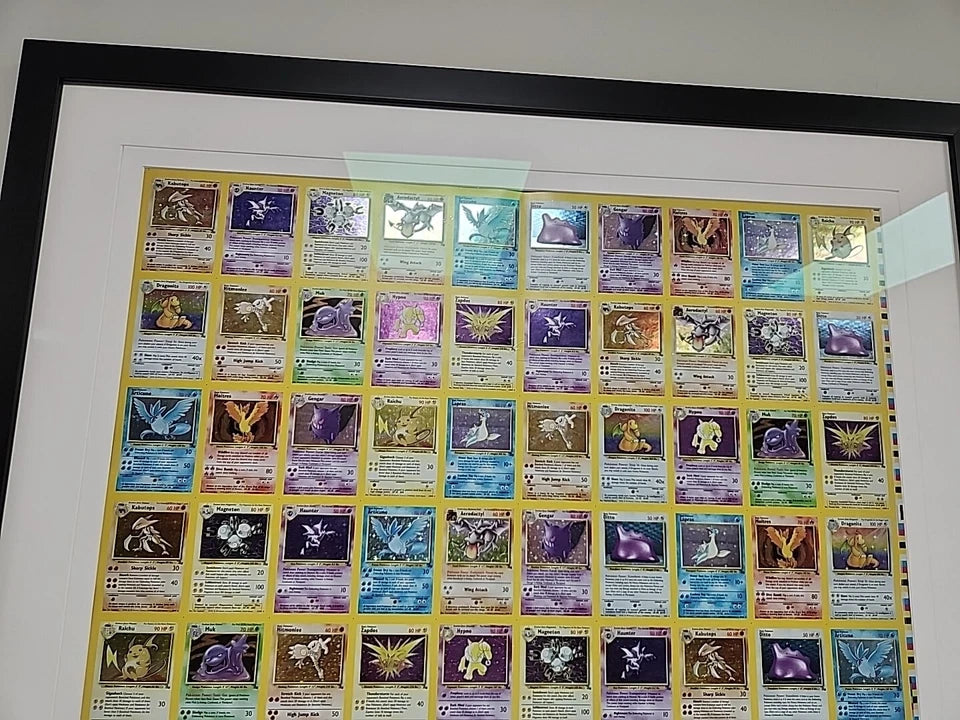 Pokemon WOTC Fossil Holo Rare Uncut Sheet Glass Framed