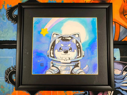 POKEMON Kouki Saitou Shiba Inu Astronaut Original Art Framed w/ Museum Glass