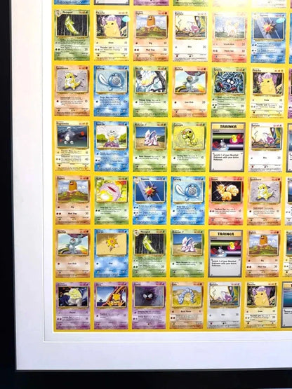 Pokemon Base Set Uncut Sheet Form 7 (Pikachu + other commons) FRAMED