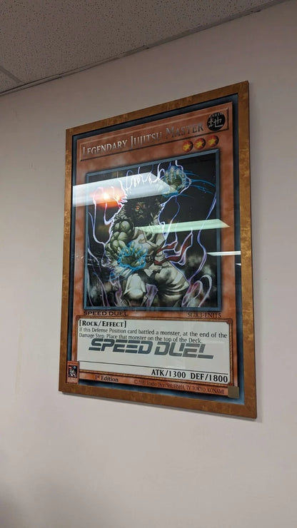 YUGIOH Giant Card Legendary Jujitsu Master SGX3 framed with glass and gold frame