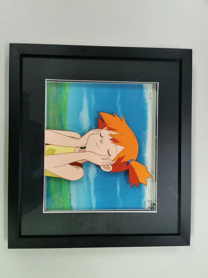 Pokemon Indigo League Ep 18: Misty cel B4 with hand painted background FRAMED