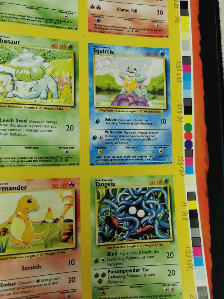 Pokemon Base Set Uncut Sheet Form 7 (Pikachu + other commons)