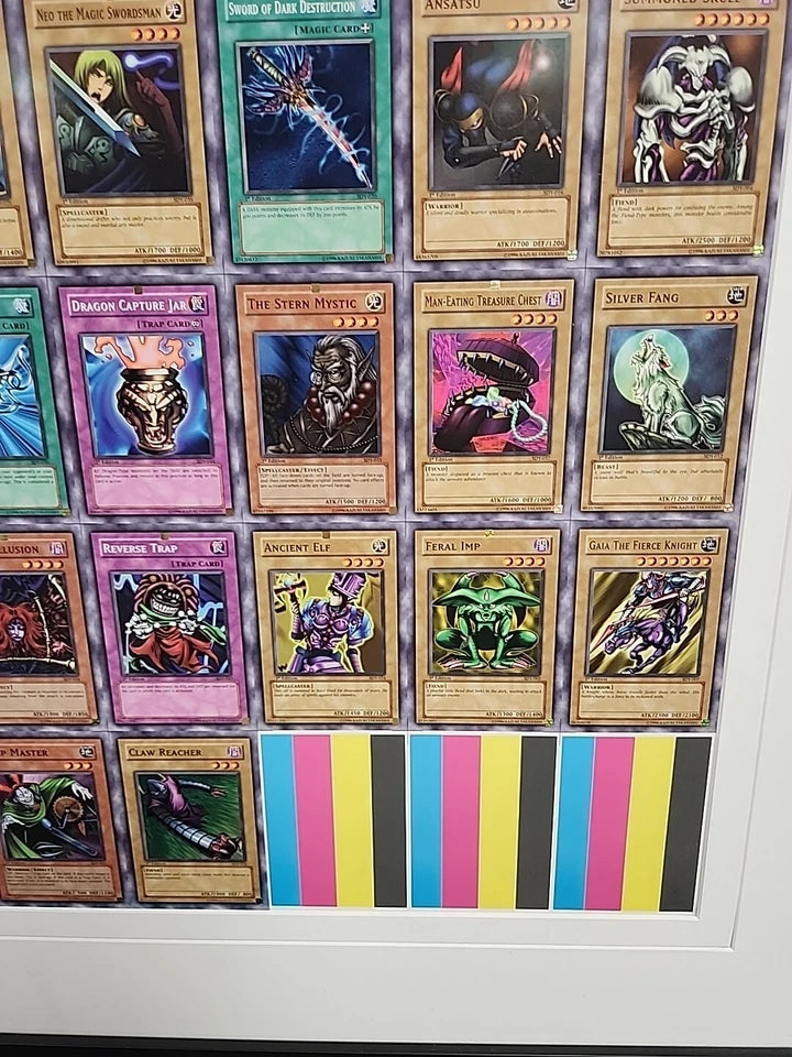 Yugioh SDY Starter Deck Yugi 1st Edition MISPRINT Uncut Sheet Glass Framed