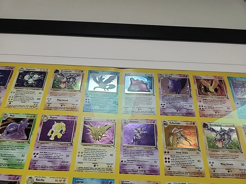 Pokemon WOTC Fossil Holo Rare Uncut Sheet Glass Framed